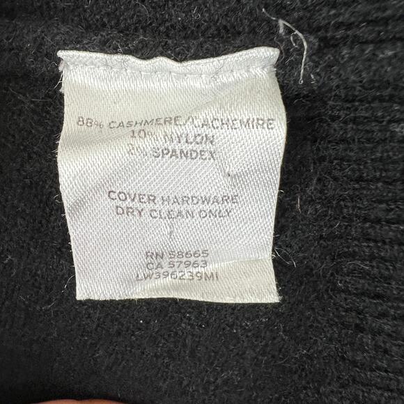 LEWIT Black Cashmere Blend Snap Detail Long Sleeve Crew Pullover Sweater Size XS - Picture 10 of 11